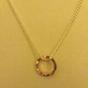 Wear 2 ways!! Rose Gold Circle on Silver Necklace!